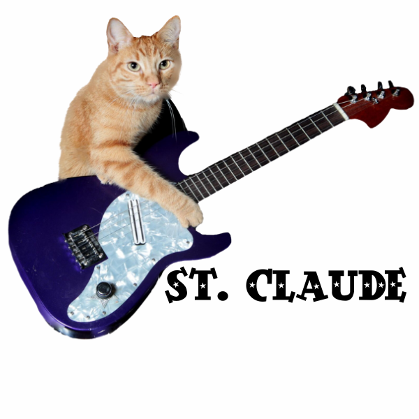 St. Claude on guitar sticker — Rock Cats Rescue Inc